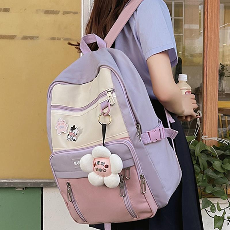 Backpack Contrast Color Waterproof Nylon Women Transparent Back Bag Female Knapsack SchoolbagTeenage Girl Kawaii, Black
Backpack Contrast Color Waterproof Nylon Women Transparent Back Bag Female Knapsack SchoolbagTeenage Girl Kawaii, Black