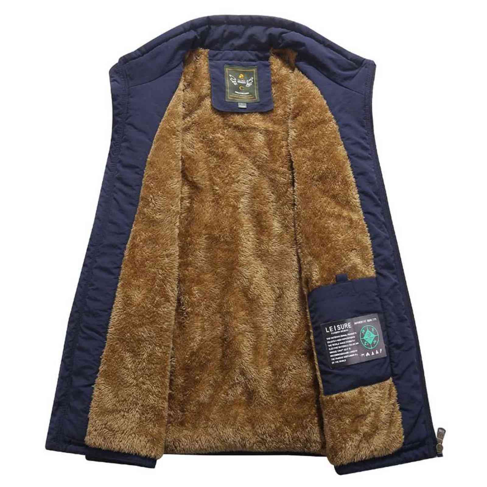 Thicken Fleece Waterproof Winter Vest Mens Multi Pockets Spring Autumn Waistcoat Pographer Mandarin Collar Sleeveless Jacket 211111
