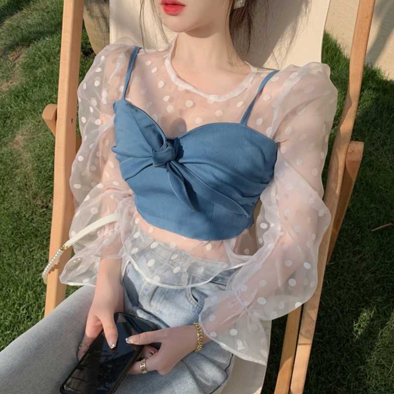 Summer Sweet Sexy Perspective Puff Sleeve Chic Chiffon Shirt And Bow Sling Vest Top Elegant 2 Pcs Women Set 210526, Photo color
Summer Sweet Sexy Perspective Puff Sleeve Chic Chiffon Shirt And Bow Sling Vest Top Elegant 2 Pcs Women Set 210526, Photo color
