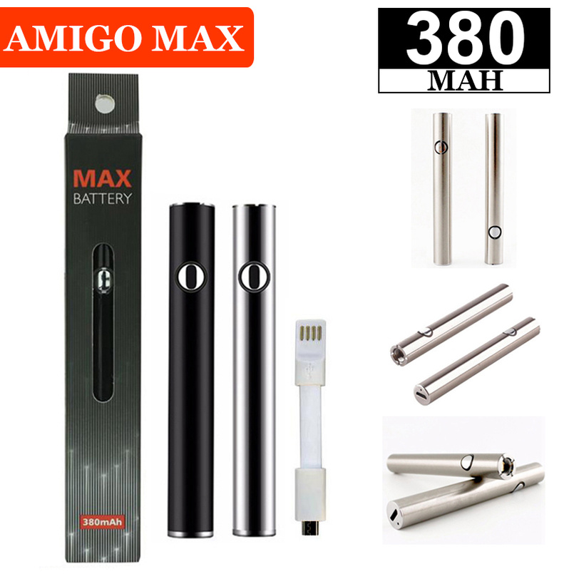 Amigo 380mAh Max Vape Battery Kit Preheat VV Variable Voltage Bottom Charge Batteries USB 510 Thread for Oil Carts Liberty Vapes Cartridges Pen
Amigo 380mAh Max Vape Battery Kit Preheat VV Variable Voltage Bottom Charge Batteries USB 510 Thread for Oil Carts Liberty Vapes Cartridges Pen