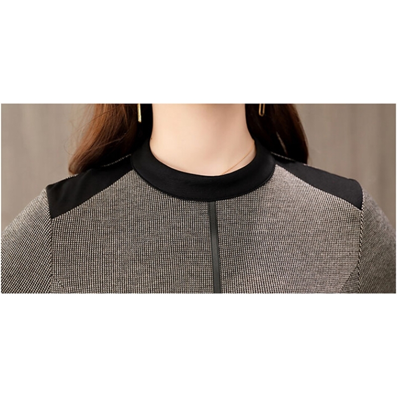 Autumn And Winter women Long sleeve party Dress Tweed Patchwork Vintage Dresses vestidos Free belt 210520