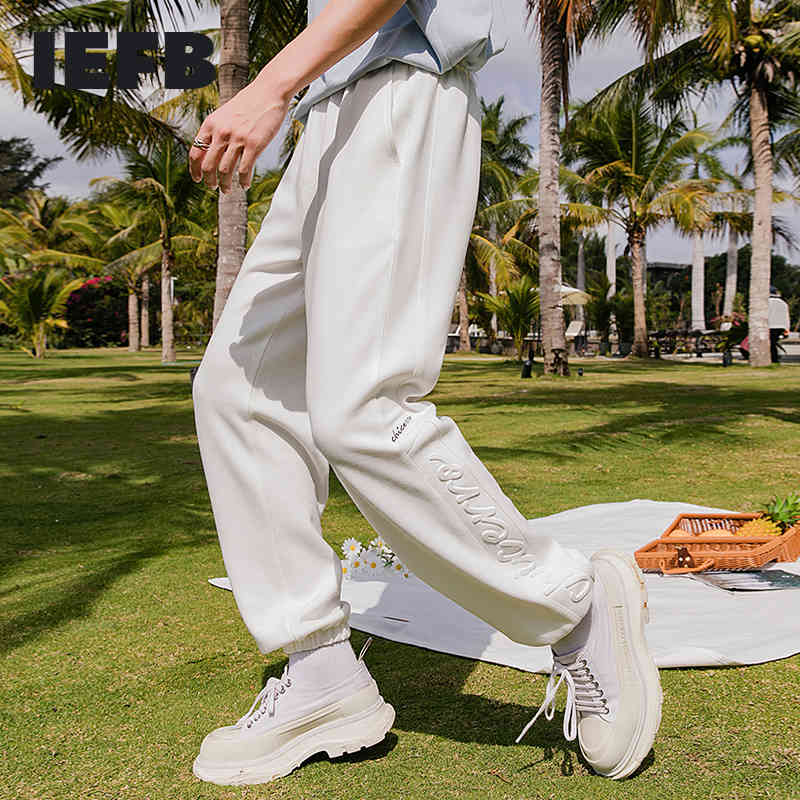 IEFB Men's Casual Pants Spring Summer Loose Straight Sweatpants Korean Trend Turnup Sports Pants Black Trousers 9Y6714 210524