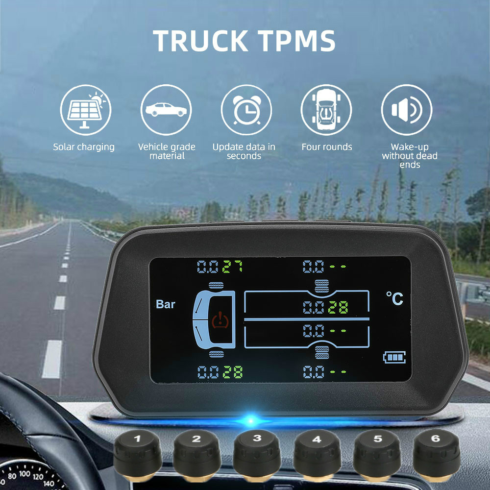 Smart Solar Car TPMS Tire Pressure Monitor for Light Vans Heavy Truck Tire Alarm with 6 External Sensors Auto Security
Smart Solar Car TPMS Tire Pressure Monitor for Light Vans Heavy Truck Tire Alarm with 6 External Sensors Auto Security