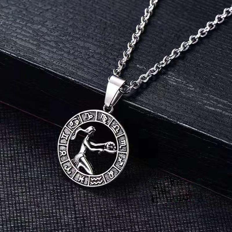Chains Embossed Retro Twelve Constellation Pendant Silver Necklace Hollow Birthday Gift Jewelry Accessories
Chains Embossed Retro Twelve Constellation Pendant Silver Necklace Hollow Birthday Gift Jewelry Accessories