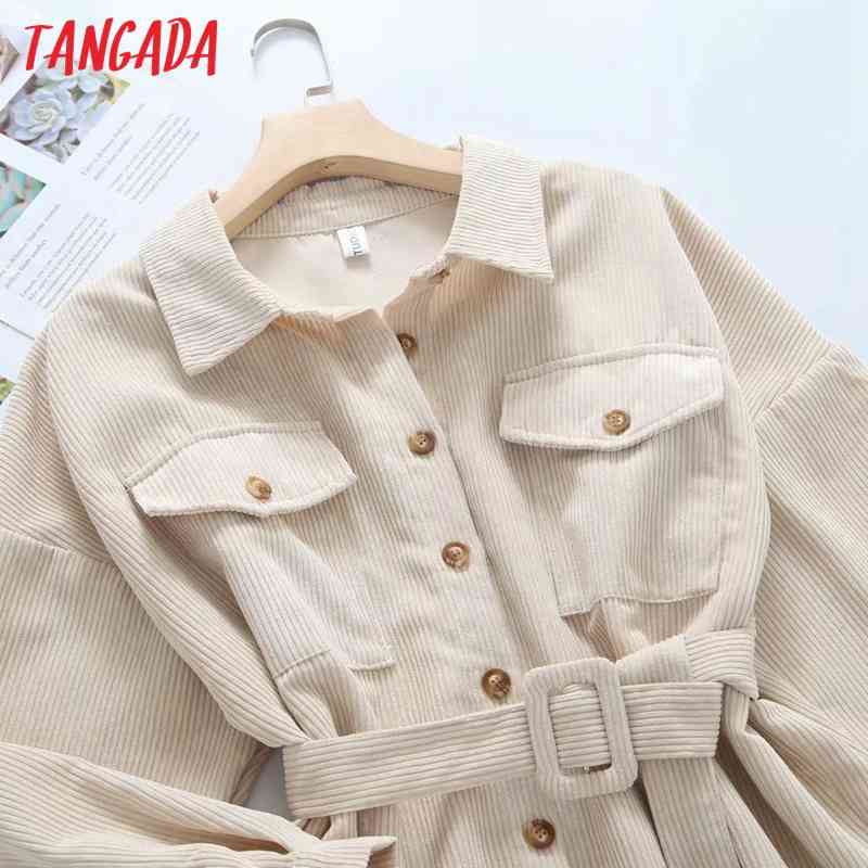 Women Oversized Corduroy Shirt with Slash Long Sleeve Chic Female Casual Tops Blusas HX05 210416