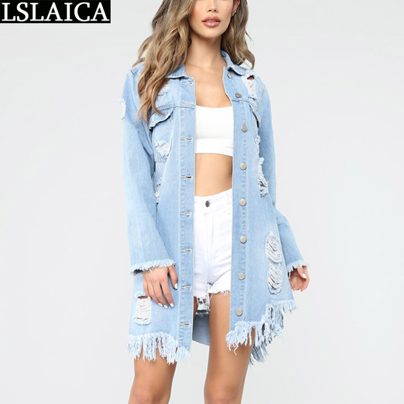 Denim Jacket Women Long Sleeve Pocket Tassel Coat Autumn Sexy Hole Woman Fashion Single Breasted Tops Plus Size 5xl 210520, Blue
Denim Jacket Women Long Sleeve Pocket Tassel Coat Autumn Sexy Hole Woman Fashion Single Breasted Tops Plus Size 5xl 210520, Blue