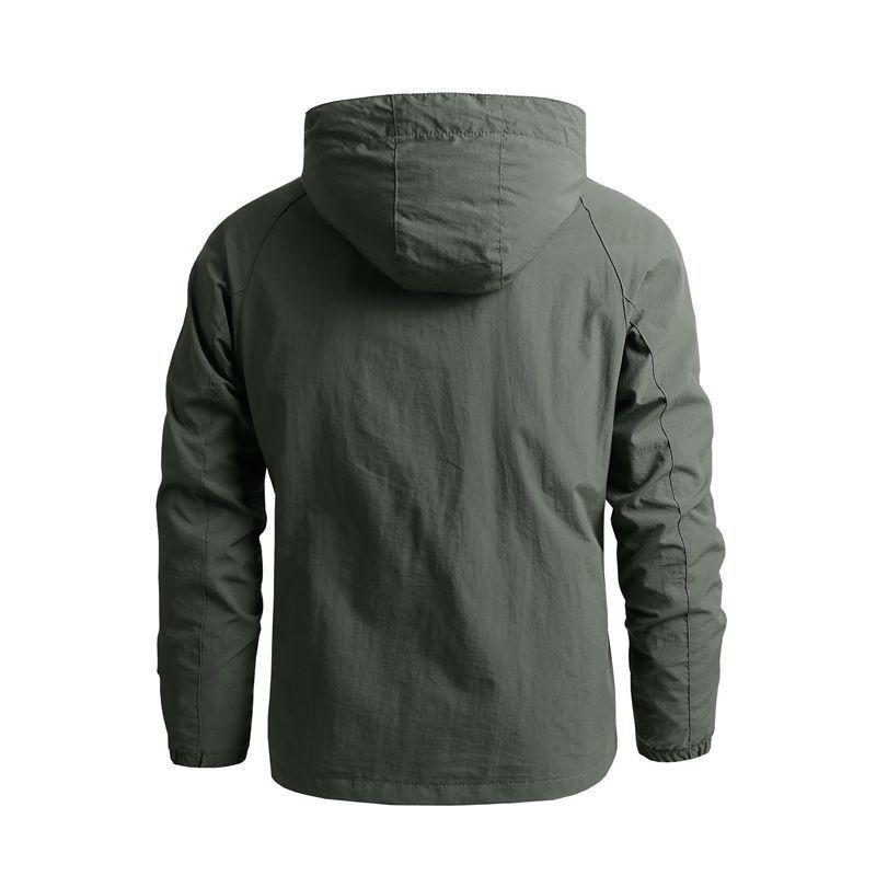 Man Casual Cargo Jacket Light Weight Mililtary Tactical Outerwear With Hood Solid Color Plus Size M-5XL Multi Pockets Men's Jackets