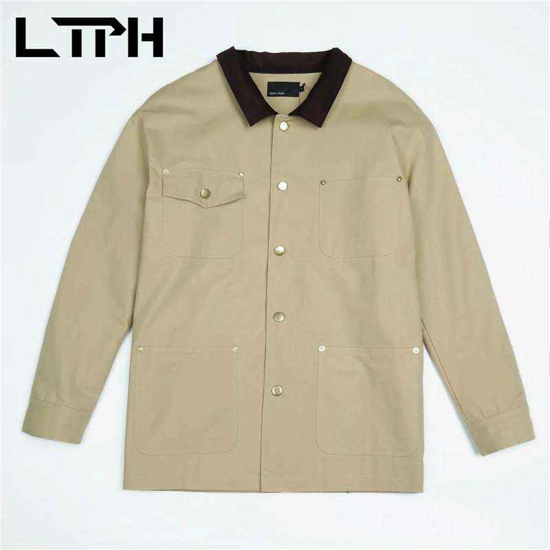 Vintage Casual Tooling style womens coats loose Single Breasted trench coat Chic Female windbreaker Autumn Winter 210427