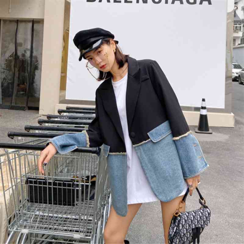 Women's Jackets spring jeans women coat Korean high quality Lapel Patchwork irregular Denim jacket Casual Women Clothing G090 YSOC, Photo color
Women's Jackets spring jeans women coat Korean high quality Lapel Patchwork irregular Denim jacket Casual Women Clothing G090 YSOC, Photo color