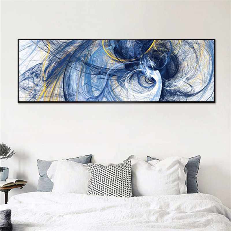 Yellow Blue Abstract Lines Paintings Modern Wall Pictures For Living Room Canvas Printings Psychedelic Nordic Posters