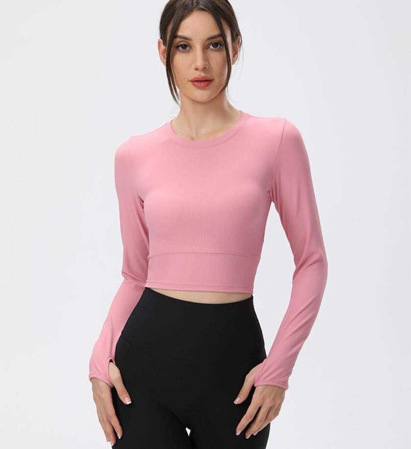 Yoga Long Sleeve T-shirt Rib Half Back Sports Shirt Running Fitness Gym Clothes Women Tight Short Tops, White;red
Yoga Long Sleeve T-shirt Rib Half Back Sports Shirt Running Fitness Gym Clothes Women Tight Short Tops, White;red