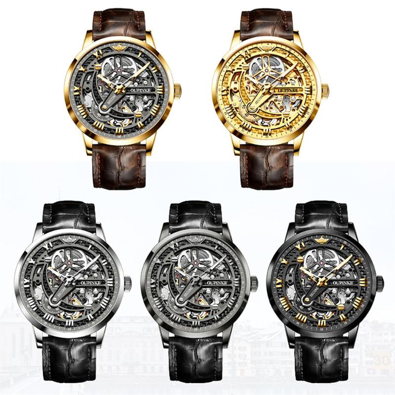 Wristwatches Top Men Sport Watch Hollow Automatic Mechanical Wristwatch Leather Strap Waterproof Skeleton Watches For Man Reloj, Brown
Wristwatches Top Men Sport Watch Hollow Automatic Mechanical Wristwatch Leather Strap Waterproof Skeleton Watches For Man Reloj, Brown