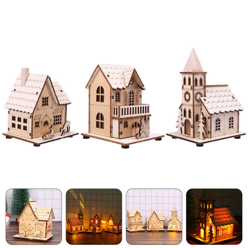 Christmas Decorations 3pcs Wooden House Desktop Ornaments Xmas Decors Luminous Scene Adornments
Christmas Decorations 3pcs Wooden House Desktop Ornaments Xmas Decors Luminous Scene Adornments