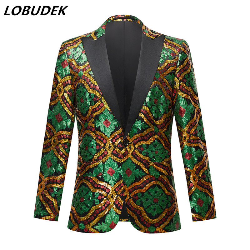 Men's Lapel Glitter Multi-color Sequins Blazer European Style Embroidery Slim Suit Jackets Singer Host Stage Performance Tuxedo Plus Size Costume, Green
Men's Lapel Glitter Multi-color Sequins Blazer European Style Embroidery Slim Suit Jackets Singer Host Stage Performance Tuxedo Plus Size Costume, Green