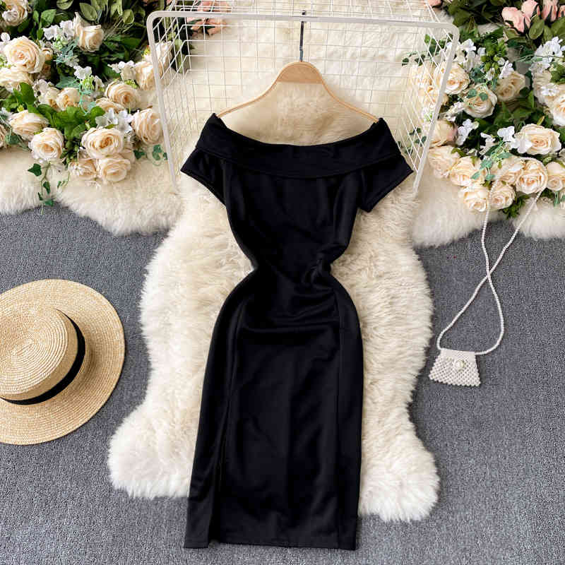 Women Temperament Off Shoulder Waist Buttocks Dress Short Sleeve Slash Neck Sexy Slim Fashion Spring Summer 11B583 210525, Black
Women Temperament Off Shoulder Waist Buttocks Dress Short Sleeve Slash Neck Sexy Slim Fashion Spring Summer 11B583 210525, Black