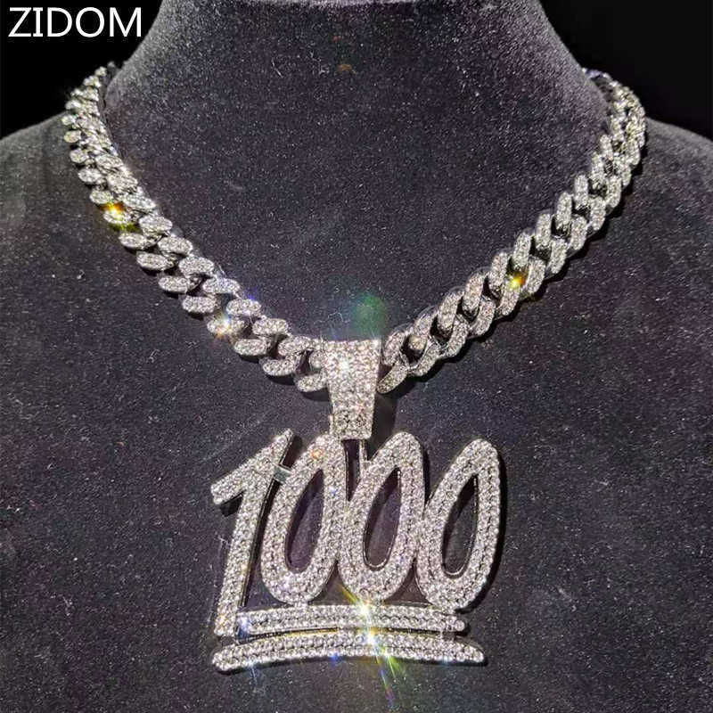 Men Hip Hop 1000 Number Pendant Necklace with 13mm Miami Cuban Chain Iced Out Bling HipHop Necklaces Male Fashion Jewelry X0707
Men Hip Hop 1000 Number Pendant Necklace with 13mm Miami Cuban Chain Iced Out Bling HipHop Necklaces Male Fashion Jewelry X0707