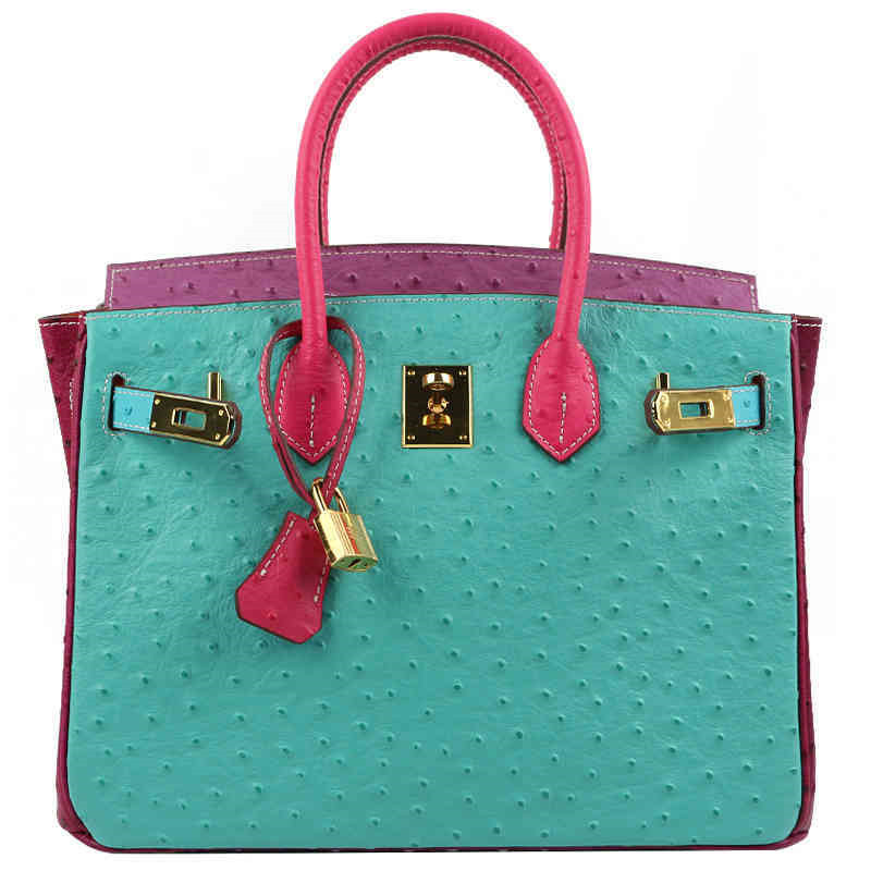 designer high end color matching ostrich hand grand lady contrast leather, 30cm lake water green with rose red
designer high end color matching ostrich hand grand lady contrast leather, 30cm lake water green with rose red