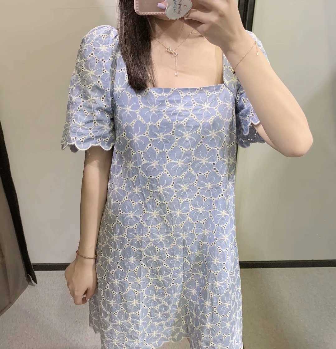 Summer Dress Women Puff Sleeve Dress elegant Casual Fashion Chic Lady Embroidery Vintage Dresses Woman Robe Femme 210709