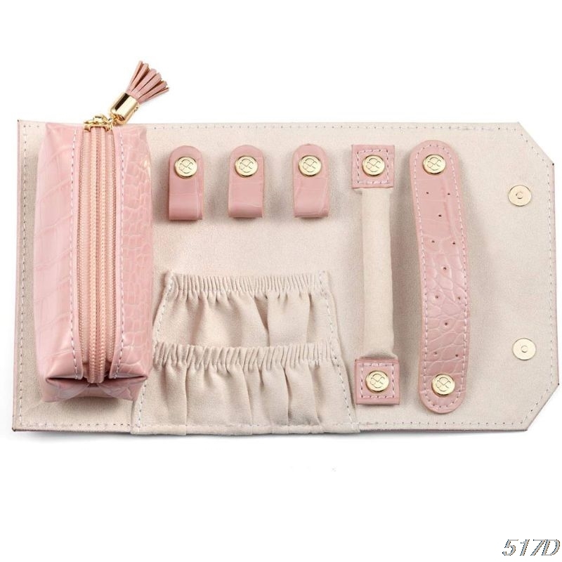 Portable Daily Jewelry Travel Organizer Roll Up Bag Case Storage Holder New 210402