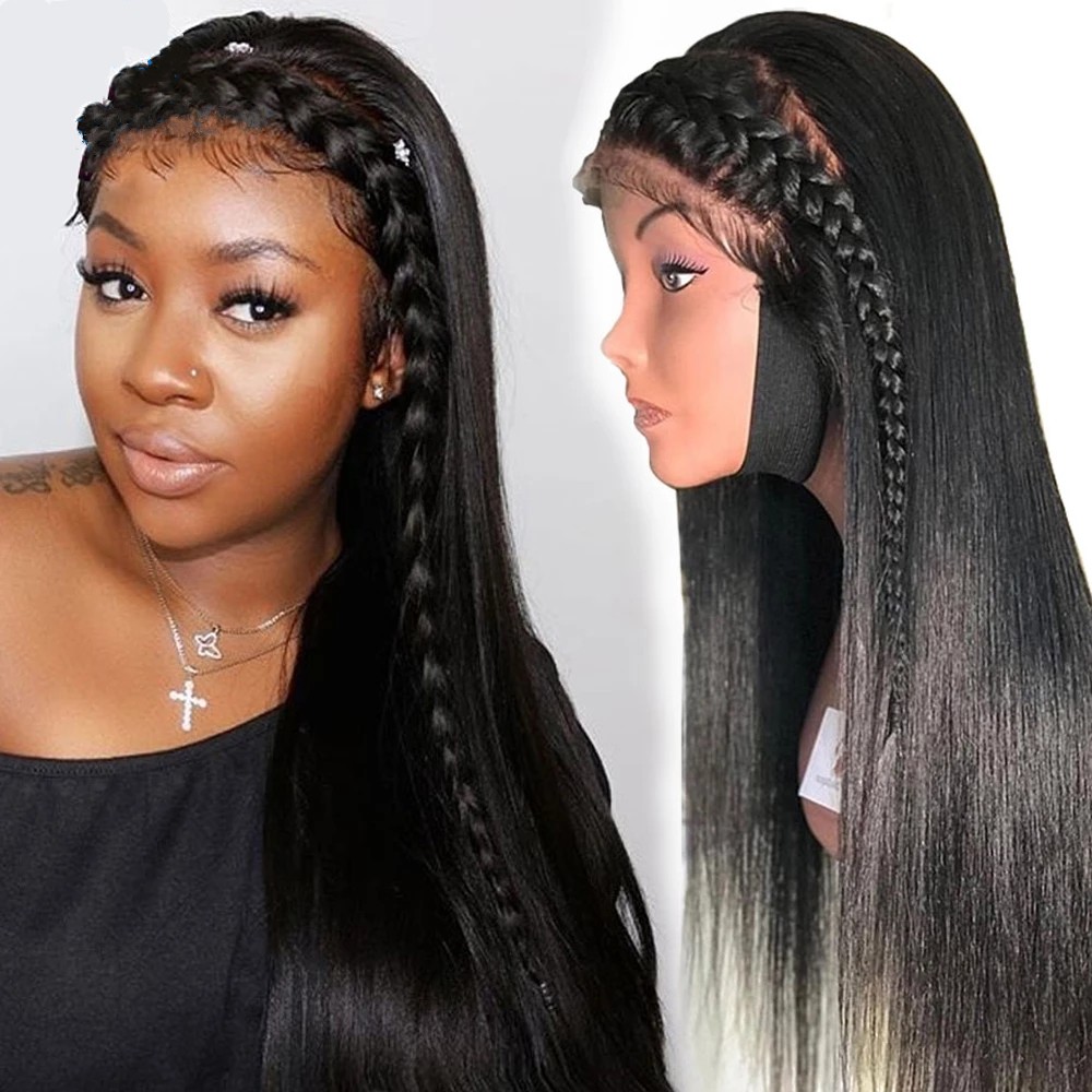 Free shipping Long Brazilian Straight 360 Lace Frontal Wig With Baby Hair Glueless 180% 13X4 Transparent Synthetic Wigs For Black Women