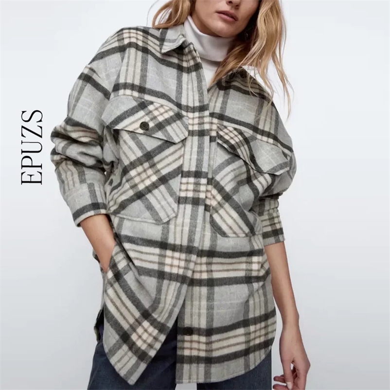 ZA women vintage loose plaid jacket shirt coat Streetwear long sleeve plus size casual outwear 210521, Gray
ZA women vintage loose plaid jacket shirt coat Streetwear long sleeve plus size casual outwear 210521, Gray