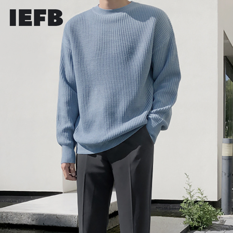 IEFB Autumn Winter Crew Neck Sweater Men's Loose Pullover Bottoming Kintted Clothes For Male Korean Fashion Warm Kintwear 9Y4569 210524