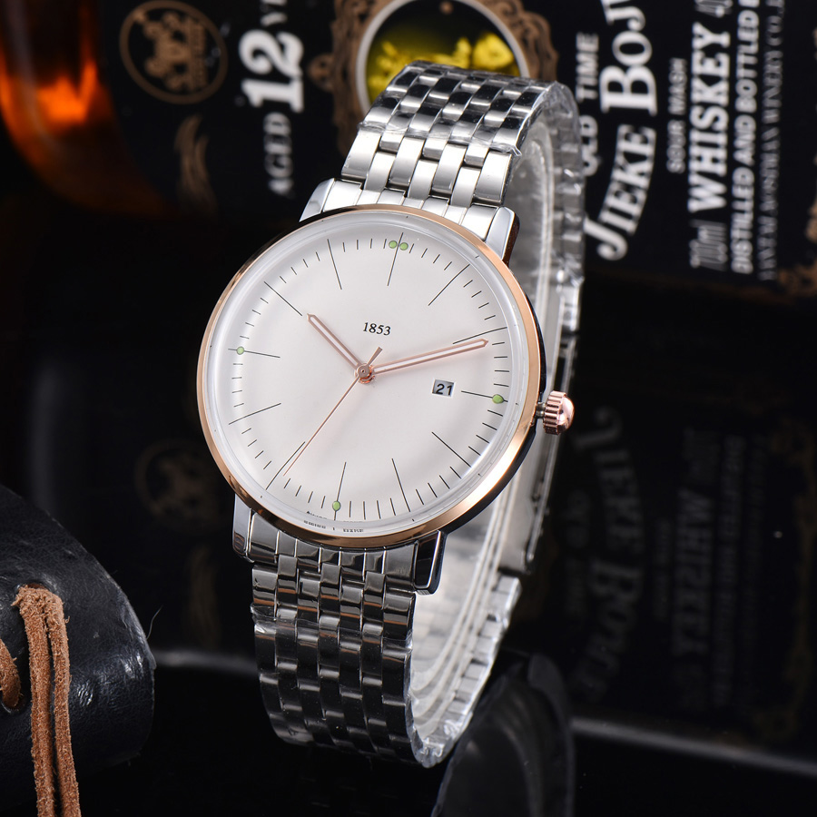 Fashion Brand Wrist Watch Men Classic style steel band Calendar Quartz Watches 1853 TT62, Slivery;brown
Fashion Brand Wrist Watch Men Classic style steel band Calendar Quartz Watches 1853 TT62, Slivery;brown