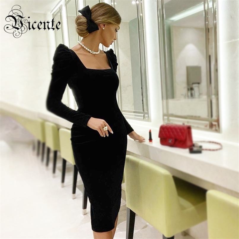 Chic Black Velvet Dress Knee Length Long Sleeves Draped Design Square Collar Celebrity Party Club Vestido Free 210520
Chic Black Velvet Dress Knee Length Long Sleeves Draped Design Square Collar Celebrity Party Club Vestido Free 210520