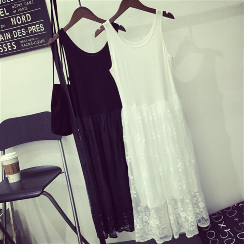 spring summer sleeveless underwear easy womens dresses match lace stitching long vest loose large size temperament fashion, Black;gray
spring summer sleeveless underwear easy womens dresses match lace stitching long vest loose large size temperament fashion, Black;gray