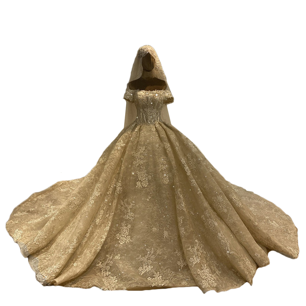 3D Floral Ball Gown Wedding Dress Lace Appliques Off Shoulder Short Sleeve Tiered Ruffles Bridal Gowns Sexy Hollow Back Bride robes de mariée Matching