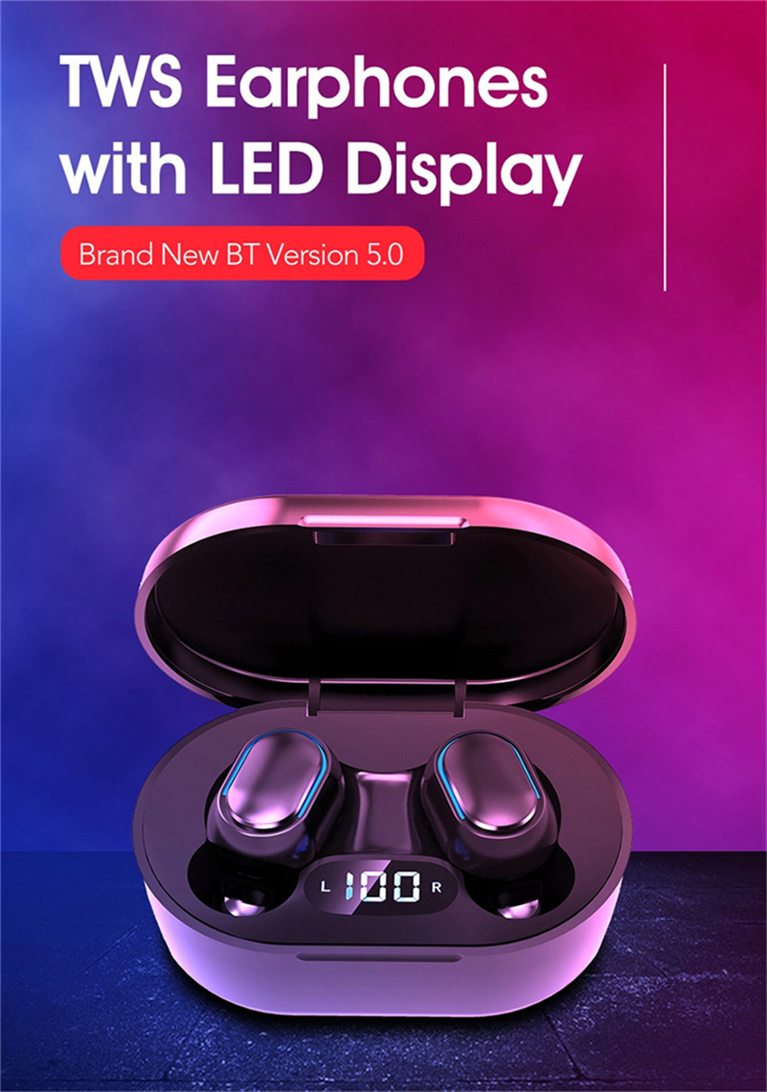 E7S TWS Black Ear Bud True Wireless Bluetooth EarphonesTouch Control Water proof Stereo inEar Headphones with charge case Built658