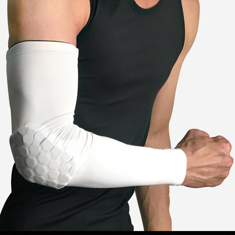 Elbow Knee Pads 1pc Basketball Football Sports Pad Breathable UV Protection Arm Sleeve Shooting Crashproof Honeycomb Guard Sport