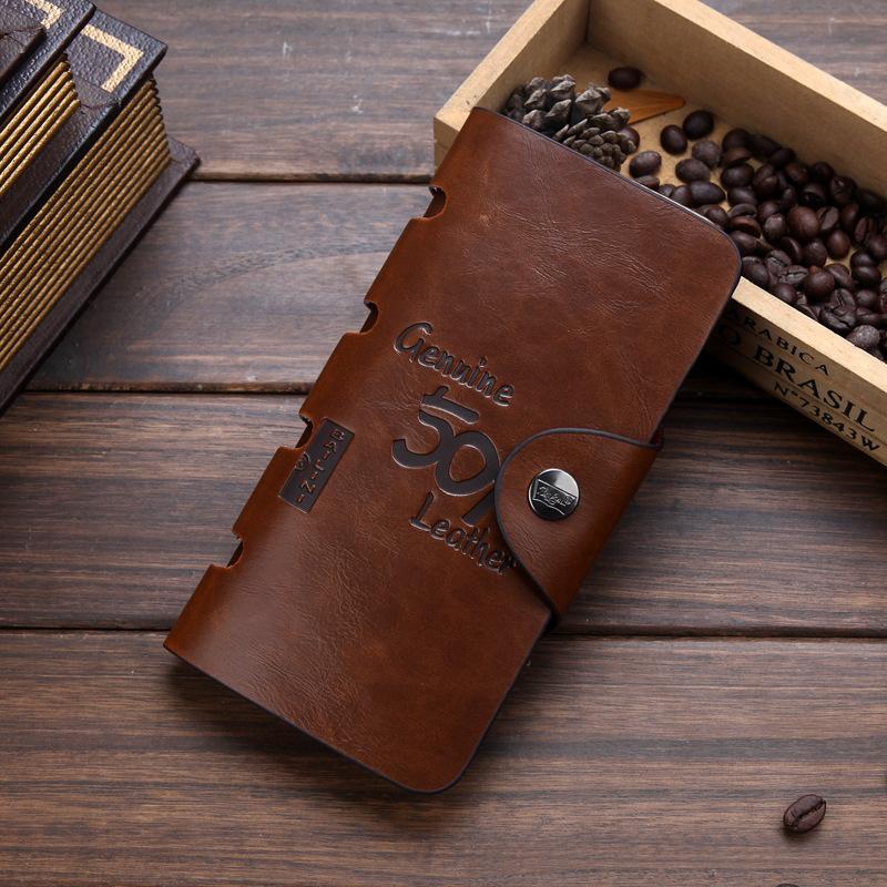 Wallets Classic Vintage Man Hasp Cowboy Bailini Brand Long Leather Wallet Clutch With Coin Purse Pocket Bags