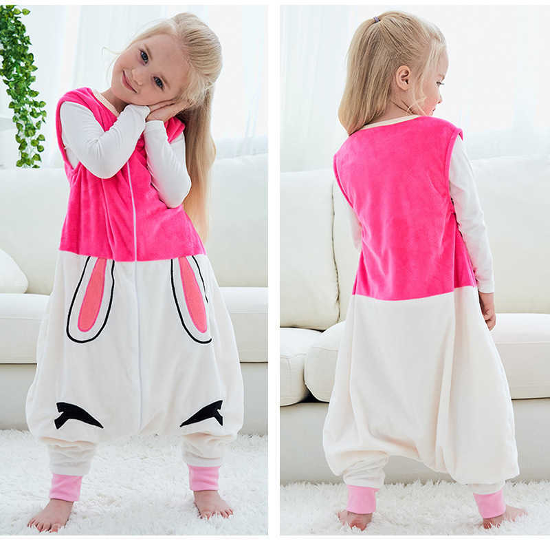 Jumpsuits Toddler Cartoon Clothes Spring Autumn Sleeping Bag Flannel Baby Girl Pajamas Boys Sleep 2 4 6 Years 210910