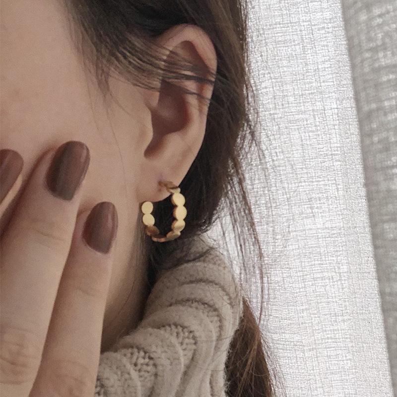Boucle d'oreille de forme de paillettes Vintage pour femme 18K plaqué or 316 L bijoux en titane en acier inoxydable non fondue
