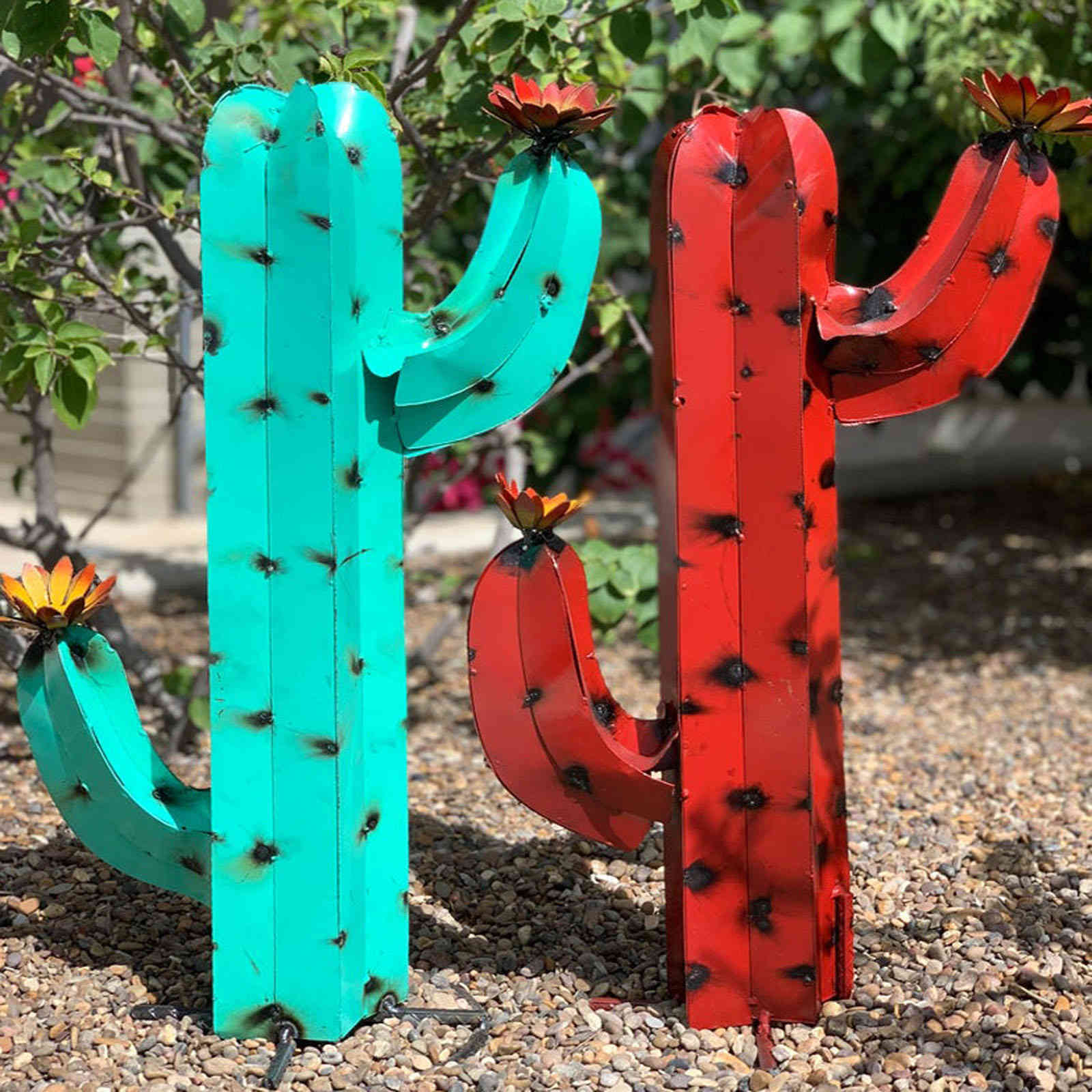 Cactus Garden Sculpture Mexican Metal Art Metal Cactus Sculpture Garden Yard Sculpture Home Yard Decor Home Decoration Statues Q0525