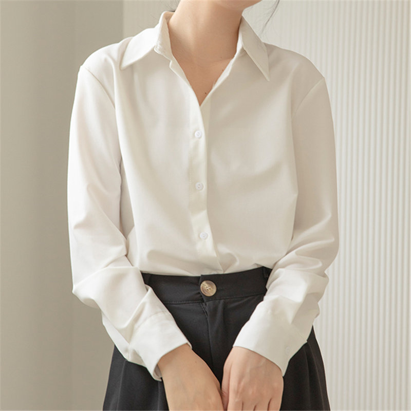 Chic High Street Minimalist Regular Plus Size Korean Brief Casual Basic Office Lady Loose Women Solid Blouses 210421