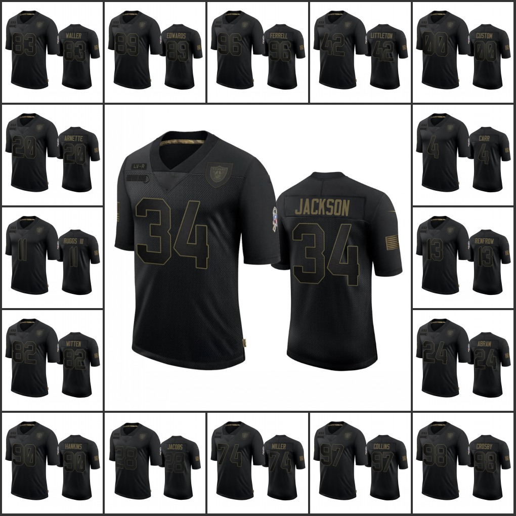 Las VegasRaidersMen #28 Josh Jacobs 4 Derek Carr 11 Henry Ruggs III 34 Bo Jackson 82 Jason Witten Custom Women Youth Black Salute to Service Limited Jersey
Las VegasRaidersMen #28 Josh Jacobs 4 Derek Carr 11 Henry Ruggs III 34 Bo Jackson 82 Jason Witten Custom Women Youth Black Salute to Service Limited Jersey