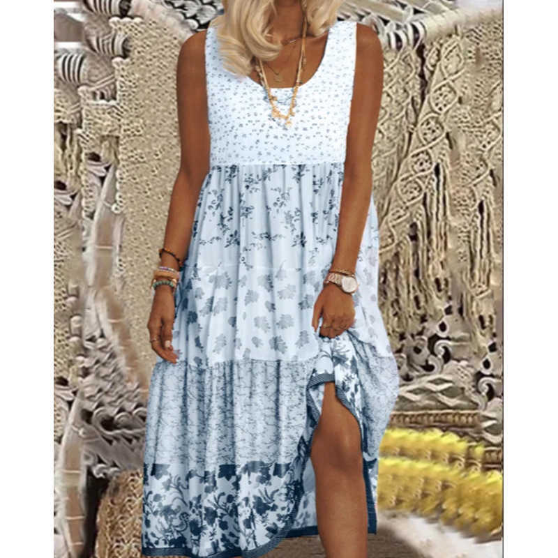 Women's Summer Sling Solid Color Dress U-neck Pink Cotton Loose Casual Mid-length Strawberry Vestido De Mujer 210623