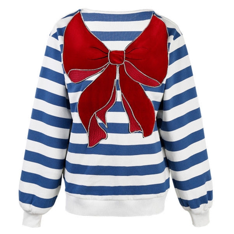 Nomikuma Sexy Strapless Stripe Sweatshirt Korean Beads Bowknot Pullover Jumper Autumn Winter Women Hoodies Tops 6C993 210427