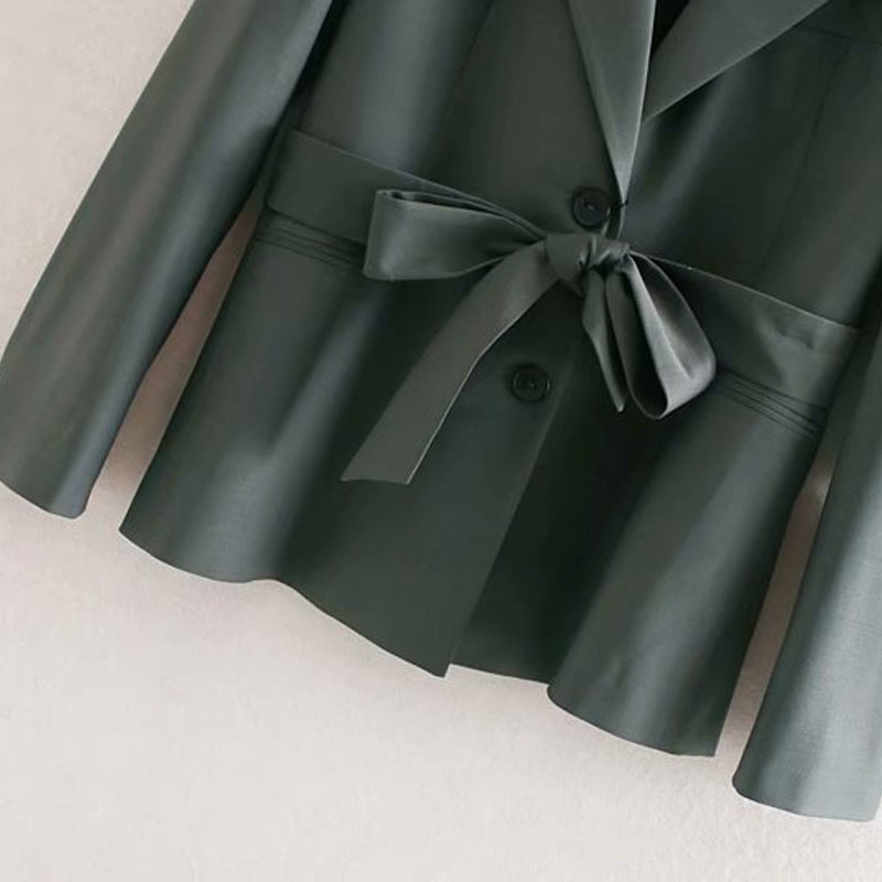 Korean Style Lapel Long Sleeve with Belt Chic Women's Jacket Office Stylish Single-breasted Female Coat Tops 210507