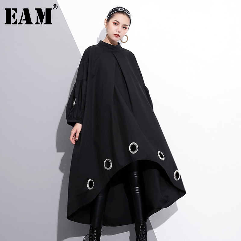 EAM 2021 New Spring Round Neck Long Sleeve Solid Color Black Metal Ring Big Size Hollow Out Dress Women Fashion Tide JE29201
EAM 2021 New Spring Round Neck Long Sleeve Solid Color Black Metal Ring Big Size Hollow Out Dress Women Fashion Tide JE29201