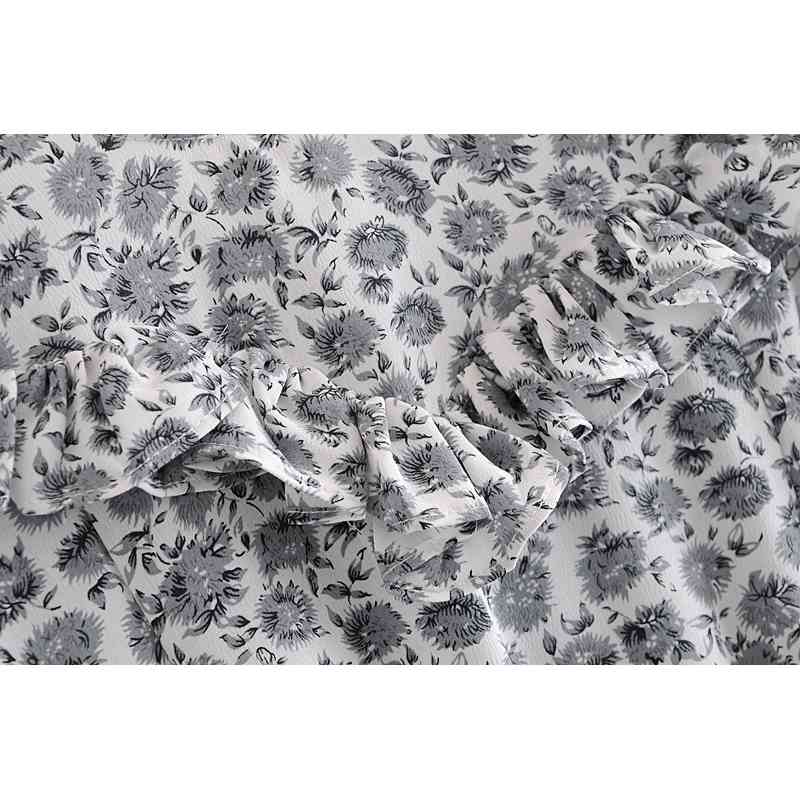 Summer Spliced Ruffles Women Short Sleeve Dress Retro Slim Elastic Waist Wood ears Mini Dresses Holiday 210429