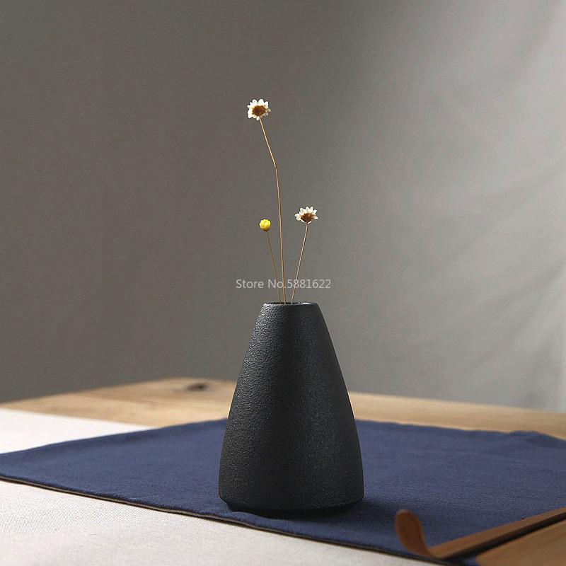 Modern 8 Style Black Ceramic Flower Arrangement Small Vase Home Decoration Tabletop Ornament Crafts Vases