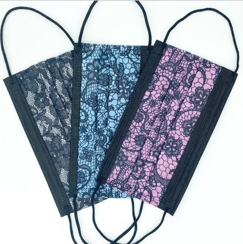 Party Fashion 3 Layer 95% Filtration Efficiency Adult Black Lace Flower Printing Disposable Face Masks non-woven Dustproof Prevention Influenza Face Mouth Masks
Party Fashion 3 Layer 95% Filtration Efficiency Adult Black Lace Flower Printing Disposable Face Masks non-woven Dustproof Prevention Influenza Face Mouth Masks