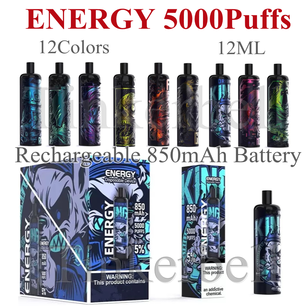 Original ENERGY 5000 Puffs Rechargeable E Cigarette Disposable Vape 850mah Battery 12 Colors Mesh Coil 12ml Cartridge high-capacity hot bar
Original ENERGY 5000 Puffs Rechargeable E Cigarette Disposable Vape 850mah Battery 12 Colors Mesh Coil 12ml Cartridge high-capacity hot bar