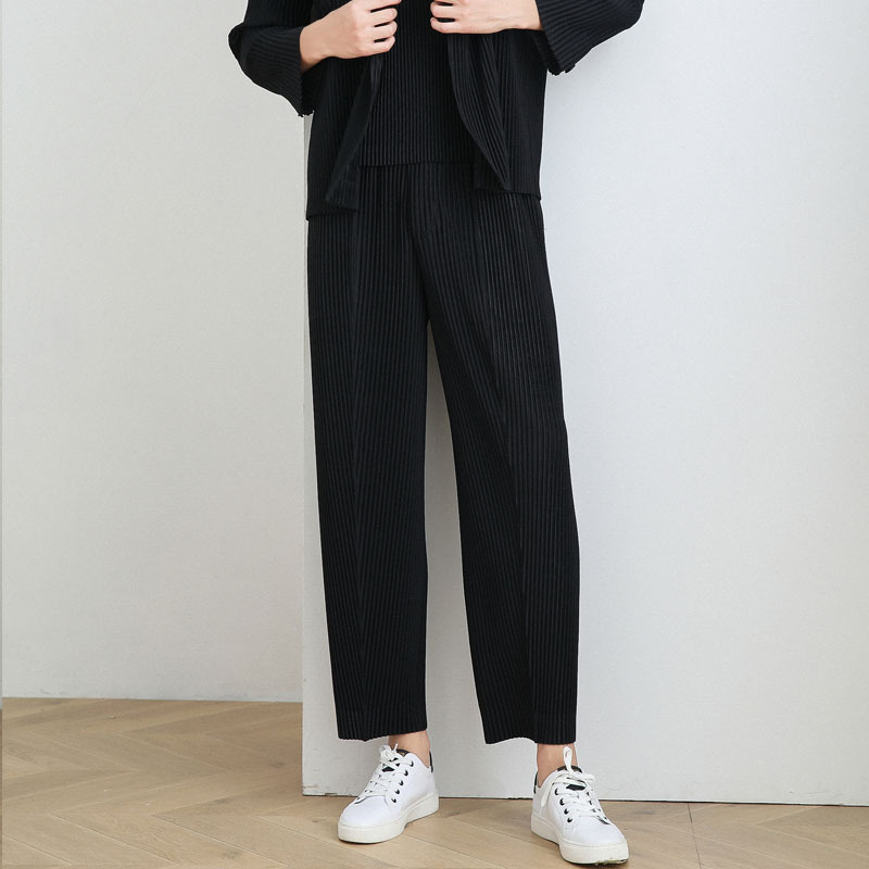 IEFB /men's wear autumn pleated trousers loose all-match ankle straight handsome casual pants male fashionable 9Y3848 JF147 210524