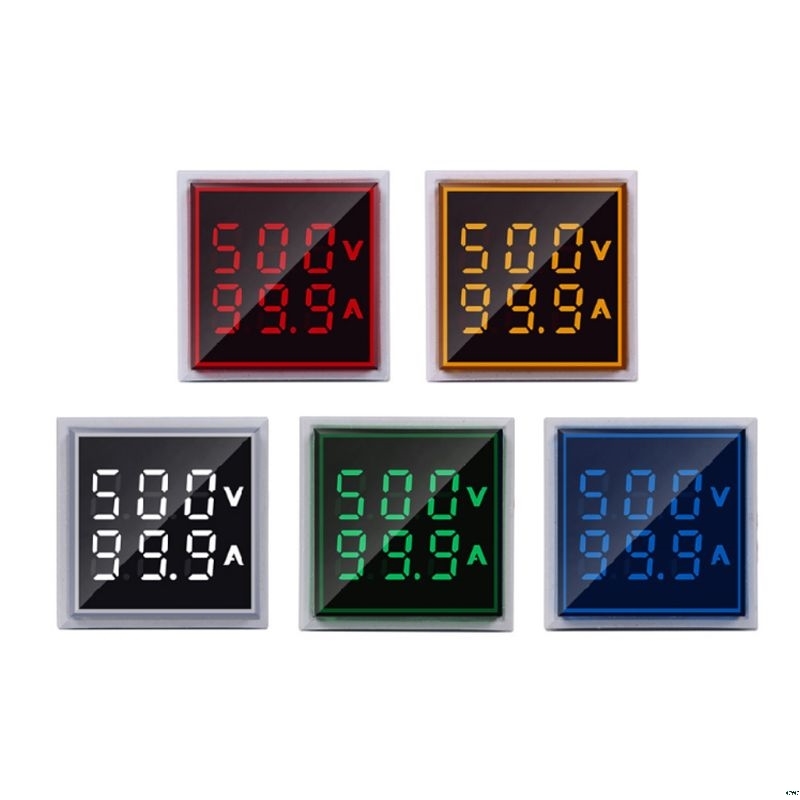 Digital square Led Ac Voltometer Signal lights Volt Ampere Current Meter