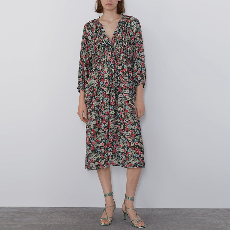 Spring V neck Floral Midi Dress Ladies Vintage A-line Vacation Beach Loose Casual Holiday XZ2516 210525, Multi
Spring V neck Floral Midi Dress Ladies Vintage A-line Vacation Beach Loose Casual Holiday XZ2516 210525, Multi