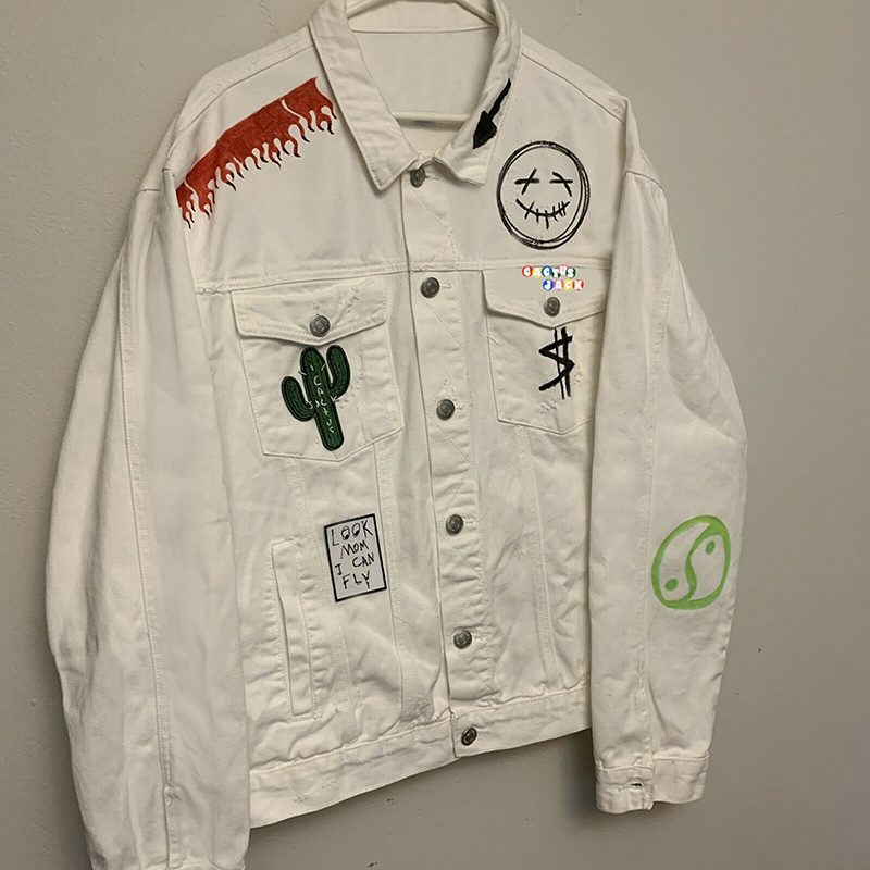 Men's Jackets Mens Designer Cactus Jack Jacket Smile Earth White Denim Long Sleeves Hip Hop Male Men Clothing
Men's Jackets Mens Designer Cactus Jack Jacket Smile Earth White Denim Long Sleeves Hip Hop Male Men Clothing